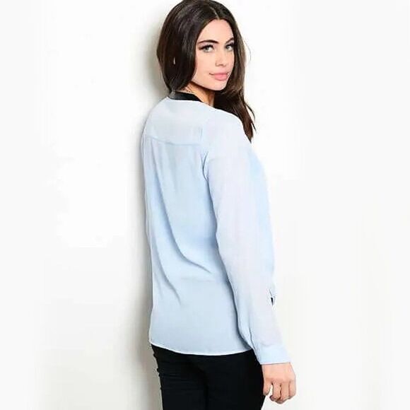 *Clearance* Jealous Tomato Blue Chiffon Blouse - Picture 3 of 3